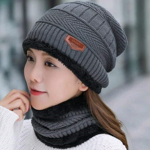 Unisex Winter Knit Beanie Cap Hat Neck Warmer Scarf